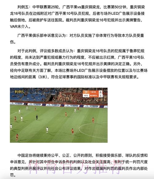 中国足协裁判委员会2025赛季第十五期评议结果公布